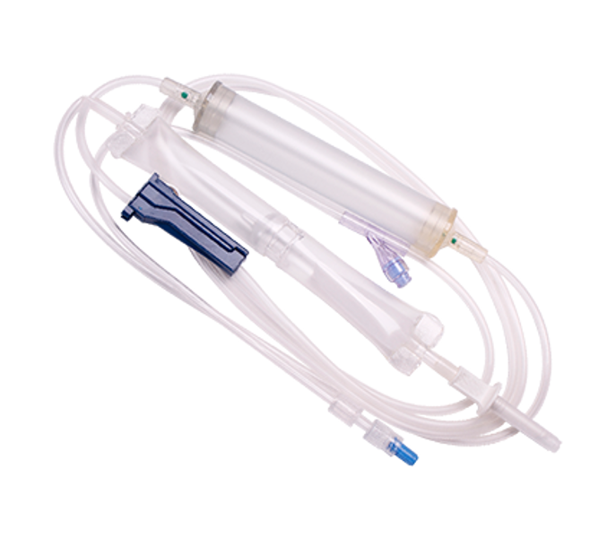 Transfusion Pump Set with Flexible Chamber and NAS