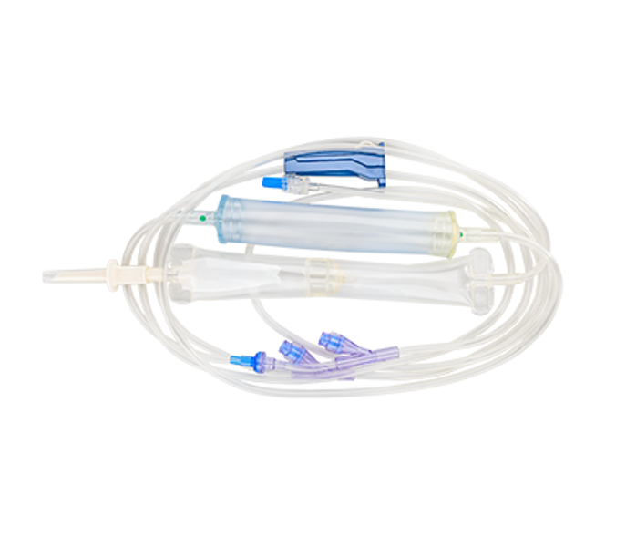 Venous Access - Transfusion Pump Set with Flexible Chamber, 2 x Needleless Access Sites and a Non-Return valve
