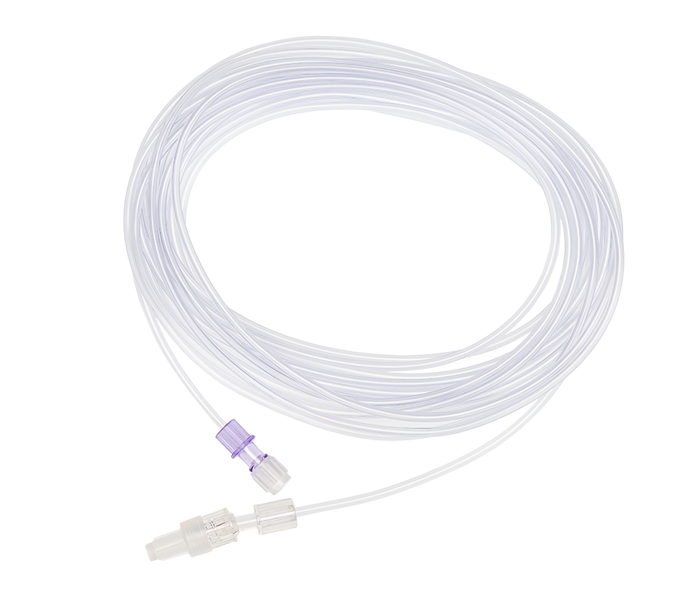 Minimum Volume Extension Set with Female Luer Lock to Male Luer Lock and Rotating Collar