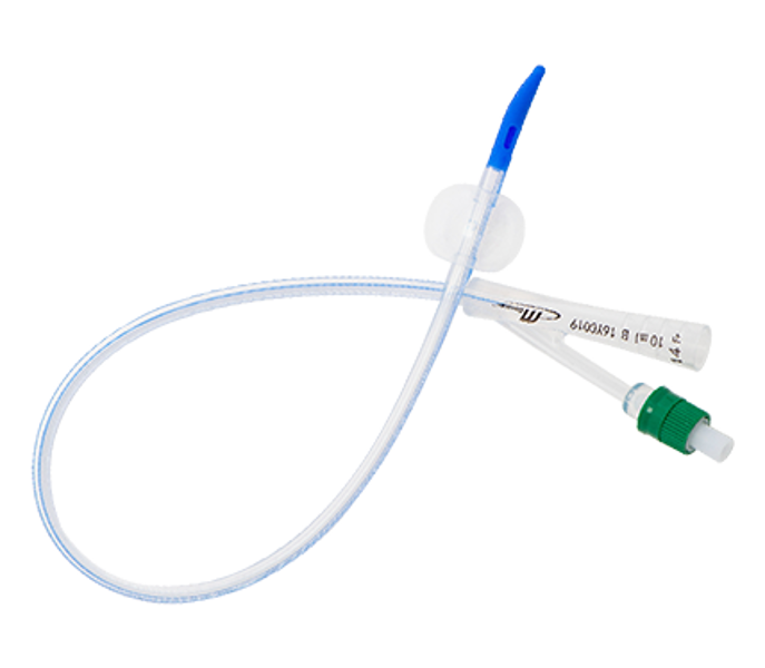 Silicone 2-Way Foley Catheter, Tiemann Tip, 41cm with 10mL Balloon 14Fr