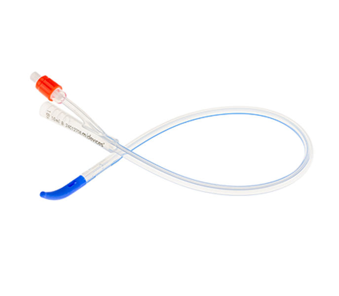 Silicone 2-Way Foley Catheter, Tiemann Tip, 41cm with 10mL Balloon 18Fr