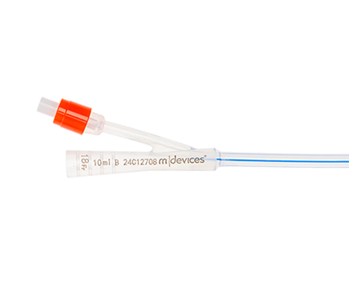 Silicone 2-Way Foley Catheter, Tiemann Tip, 41cm with 10mL Balloon 18Fr