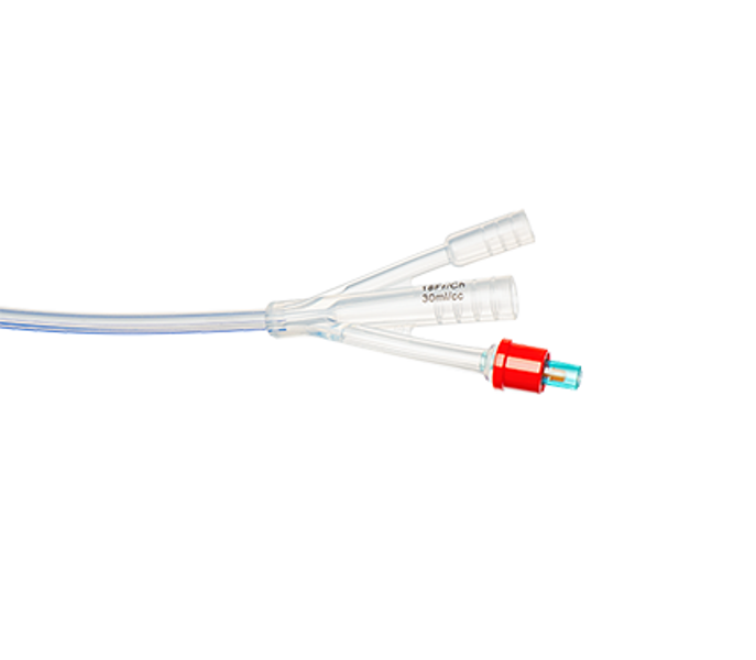 40cm Standard Tip Silicone 3-Way foley Catheter with 30mL Balloon 18Fr