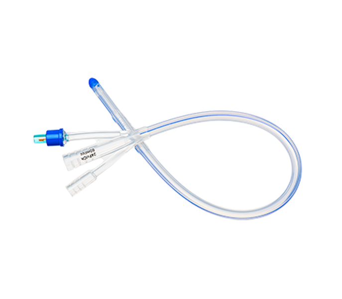Silicone 3-Way foley Catheter 40cm Standard Tip with 30mL Balloon 24Fr