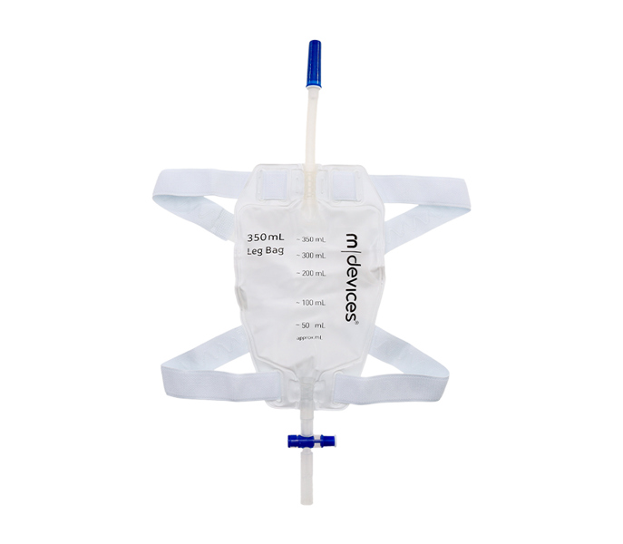 Continence Care - Leg Bag - T-TAP Non-Return Valve 10cm Short Tube with Bonded Step Connector and Silicone Lined Straps