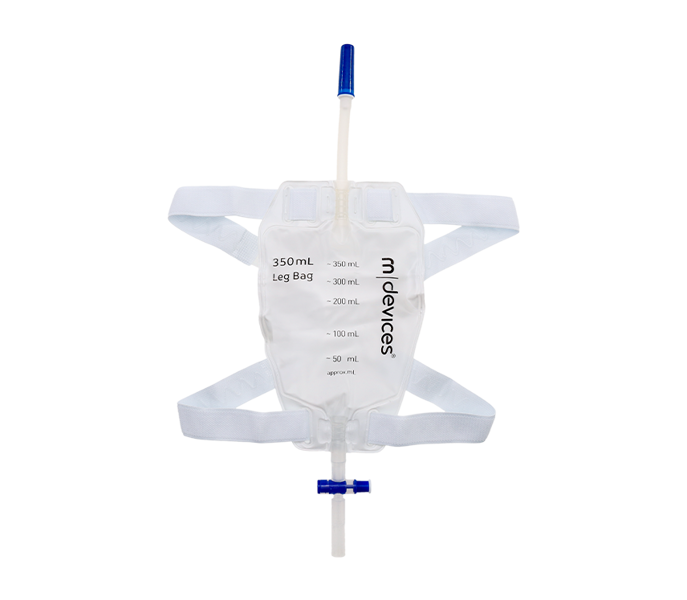 Continence Care - Leg Bag - T-TAP Non-Return Valve 10cm Short Tube with Bonded Step Connector and Silicone Lined Straps