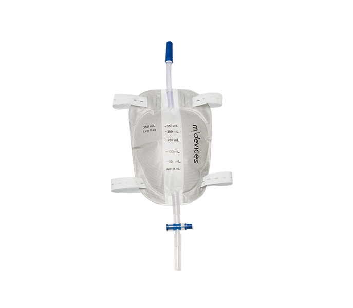 10cm Short Tube 350mL LEG BAG - T-TAP NRV  with Elastic Straps