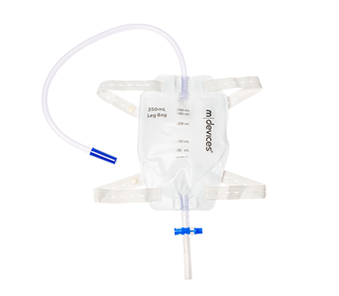 50cm Long Tube 350mL LEG BAG - T-TAP NRV with Elastic Straps
