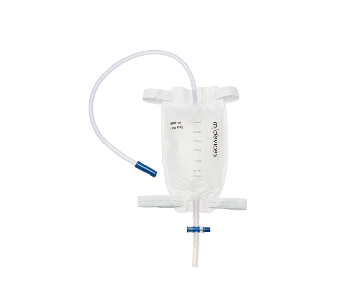 50cm Long Tube 500mL LEG BAG - T-TAP NRV with Elastic Straps