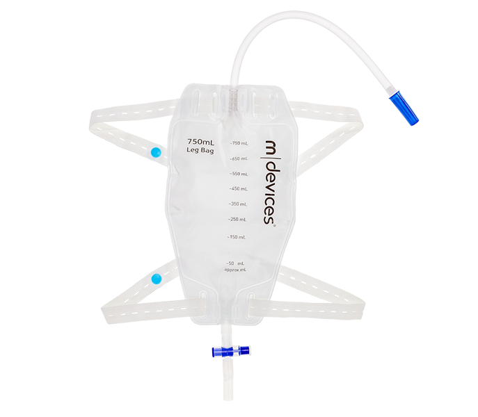 30cm Long Tube 750mL LEG BAG - T-TAP NRV with Elastic Straps
