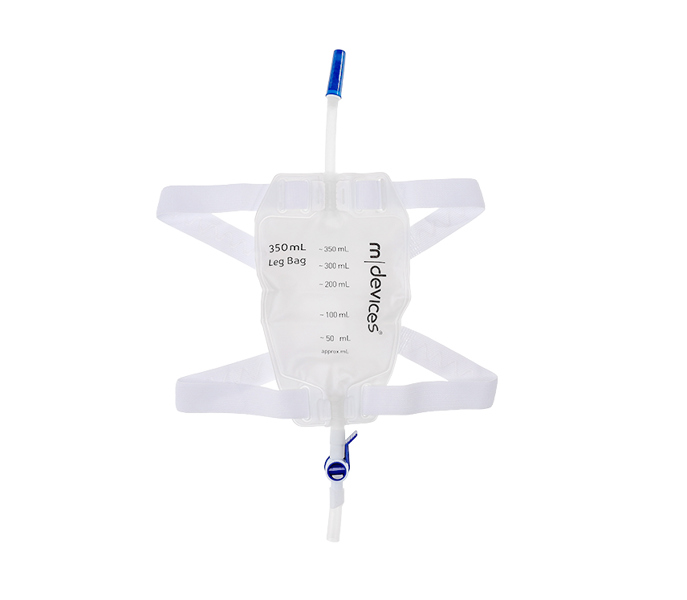 Continence Care - Leg Bag - Lever Tap Non-Return Valve 10cm Short Tube with Silicone Lined Straps and Fabric Fastener