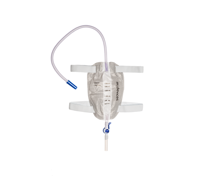 50cm Long Tube 350mL LEG BAG - LEVER TAP NRV with Silicone Lined Straps