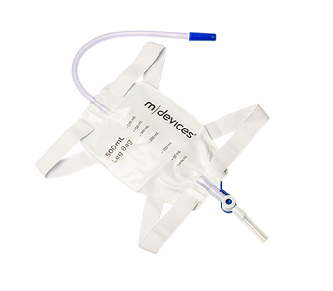 30cm Long Tube 500mL LEG BAG - LEVER TAP NRV with Silicone Lined Straps