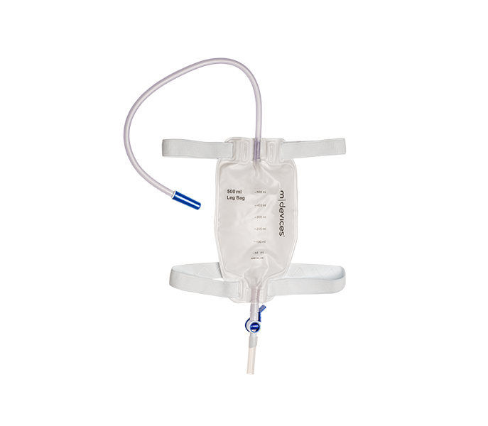 50cm Long Tube 500mL LEG BAG - LEVER TAP NRV with Silicone Lined Straps
