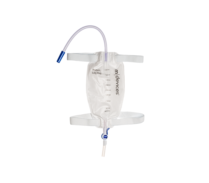 Continence Care - Leg Bag - Lever Tap Non-Return Valve 30cm Long Tube with Silicone Lined Straps and Fabric Fastener