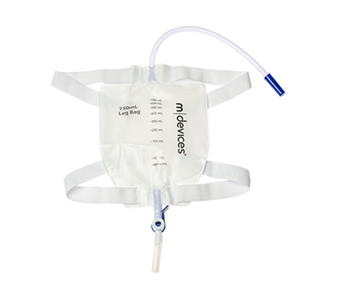30cm Long Tube 750mL LEG BAG - LEVER TAP NRV with Silicone Lined Straps